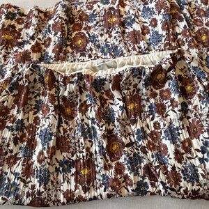Abercrombie & Fitch Floral A-Line Skirt - Brown, Blue, Cream